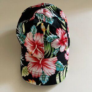 Hawaiian Black Red Floral Cap